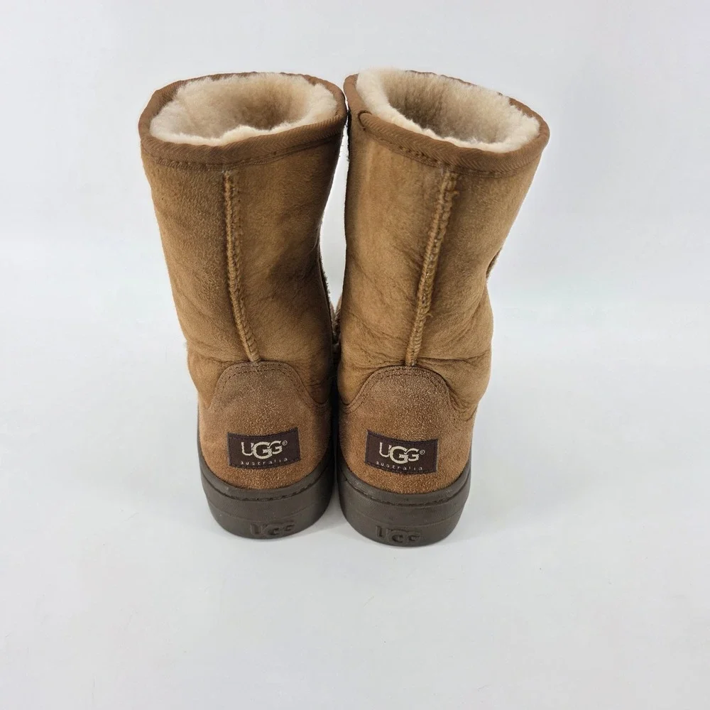 UGG Australia Ultra Short Chestnut Sheepskin Wool Boots Womens 8 Brown 5225